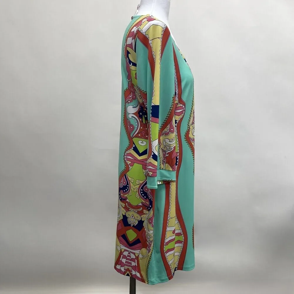Ivy Lane Women's‎ Shift Dress Medium Mint Green Orange Yellow Pink White Blue